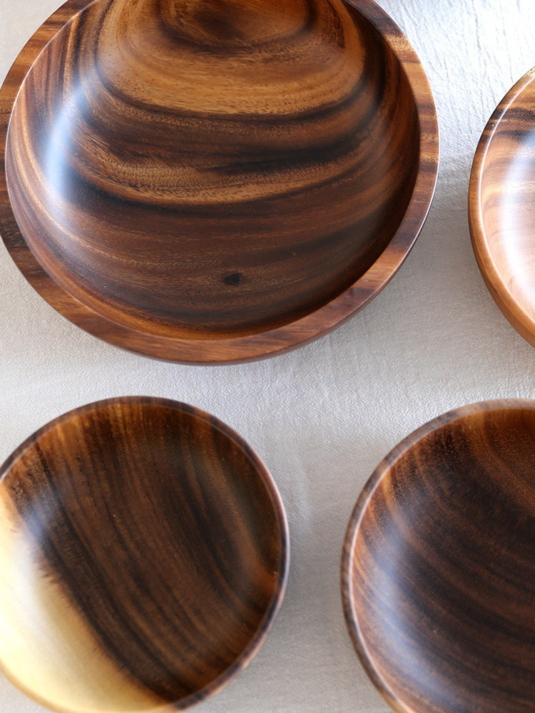 Natural Wooden Bowl Sustainable Household Fruit Bowl Salad Bowl for Home & Restaurant Wooden Kitchen Utensils - Wooden