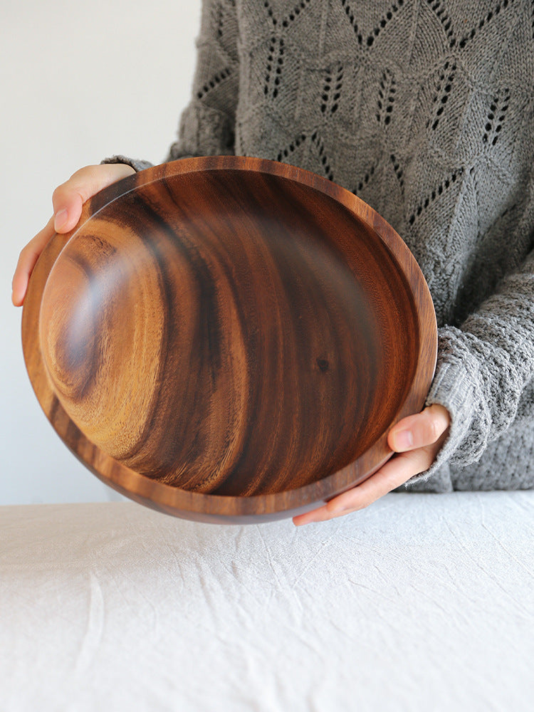Natural Wooden Bowl Sustainable Household Fruit Bowl Salad Bowl for Home & Restaurant Wooden Kitchen Utensils - Wooden