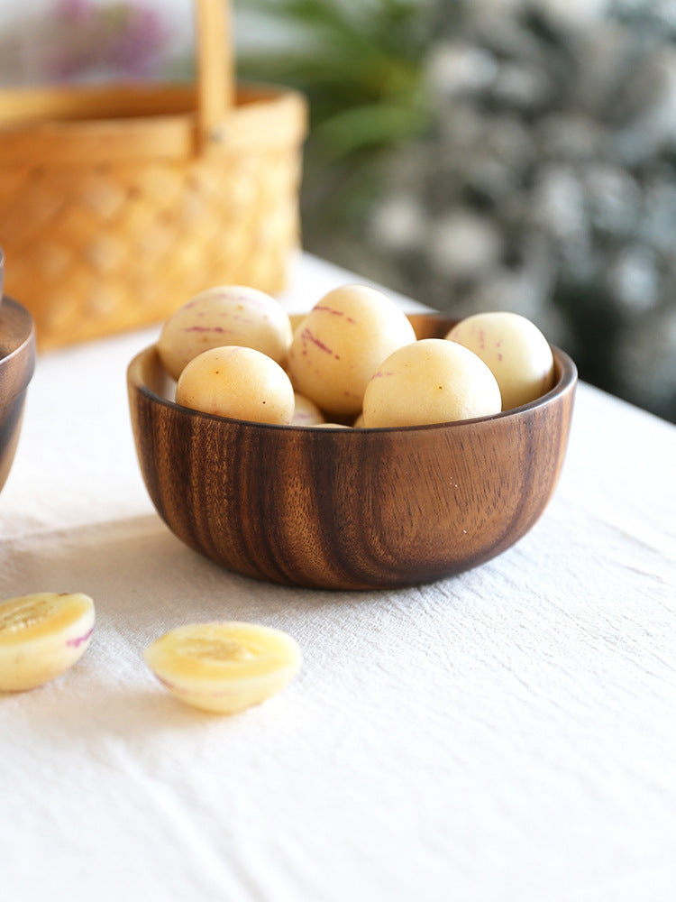 Natural Wooden Bowl Sustainable Household Fruit Bowl Salad Bowl for Home & Restaurant Wooden Kitchen Utensils - Wooden