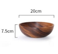 Natural Wooden Bowl Sustainable Household Fruit Bowl Salad Bowl for Home & Restaurant Wooden Kitchen Utensils - Brown