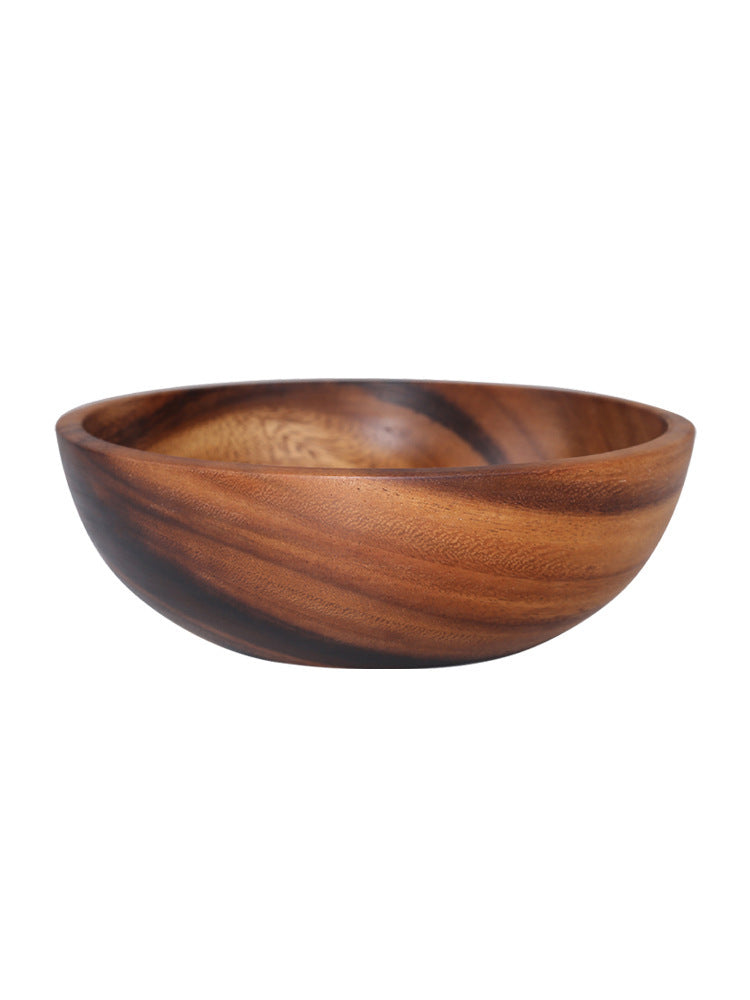 Natural Wooden Bowl Sustainable Household Fruit Bowl Salad Bowl for Home & Restaurant Wooden Kitchen Utensils - Brown