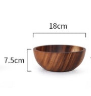 Natural Wooden Bowl Sustainable Household Fruit Bowl Salad Bowl for Home & Restaurant Wooden Kitchen Utensils - Brown