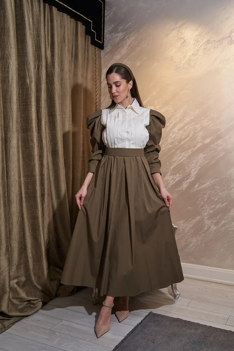 NEOMODEST X BERREN STUDIO Ball Dress-Khaki - Dress