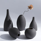 Nordic Ceramic Vase Ornamentsc Home Decoration Ornaments - Black / 5pieces set