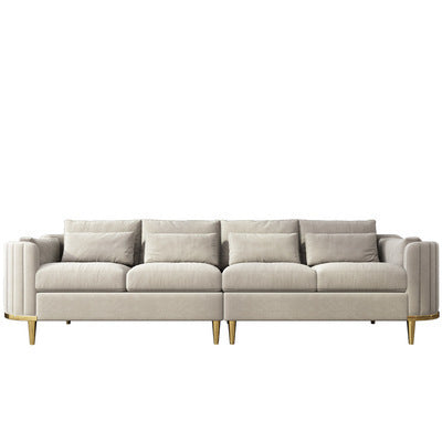 Nordic Inspired Luxury Fabric Sofa Living Room Furniture - Four seat Milan Gray Flannel - Living room sofa