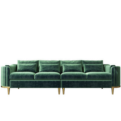 Nordic Inspired Luxury Fabric Sofa Living Room Furniture - Four seat Dark Green Flannel - Living room sofa