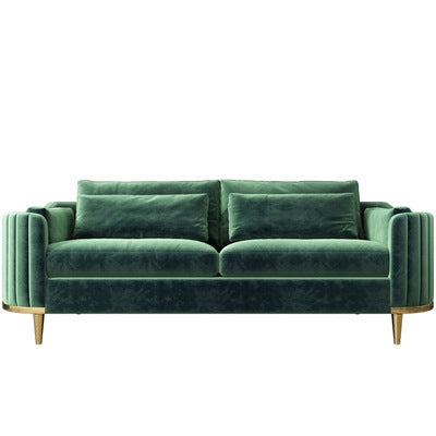 Nordic Inspired Luxury Fabric Sofa Living Room Furniture - Three seat Dark Green Flannel - Living room sofa