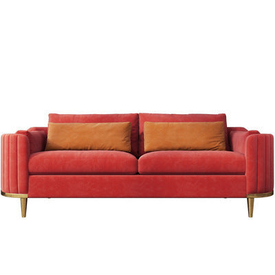 Nordic Inspired Luxury Fabric Sofa Living Room Furniture - Three seat Coral Red - Living room sofa