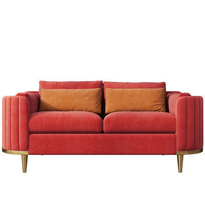 Nordic Inspired Luxury Fabric Sofa Living Room Furniture - Two seat Coral Red - Living room sofa