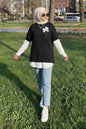 Oversized Ribbed Knit Sweater | Black – NEOMODEST product image 1