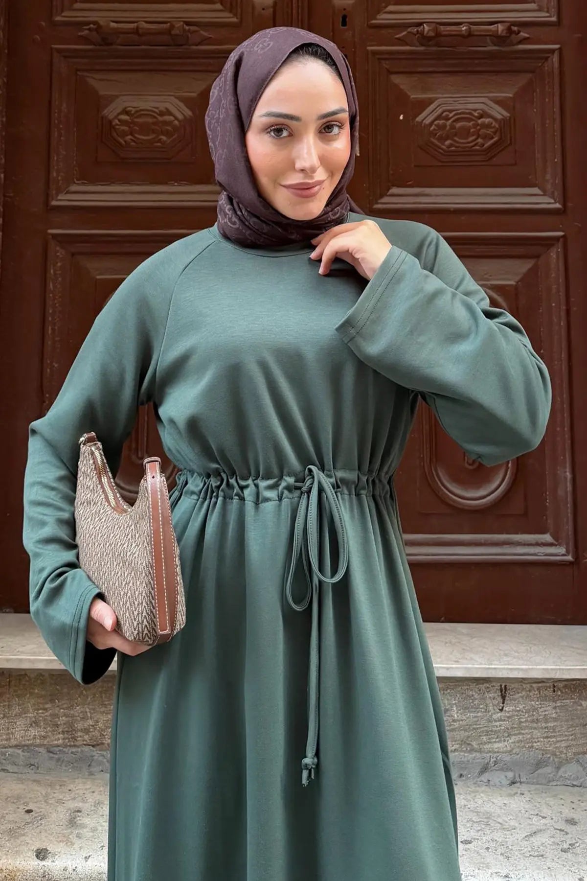 Oysho Hijab Dress | Khaki – NEOMODEST product image 2