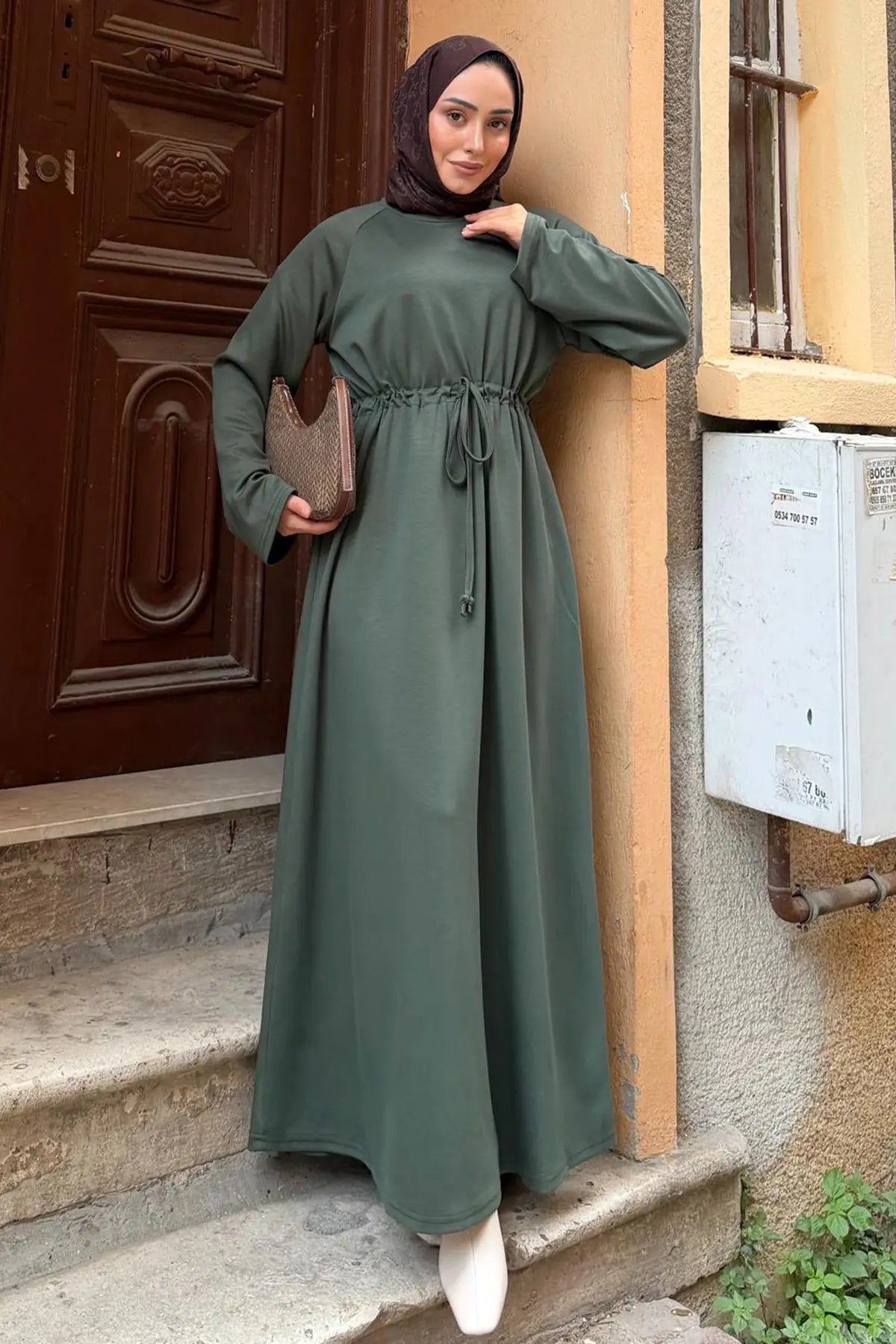 Oysho Hijab Dress | Khaki – NEOMODEST product image 3