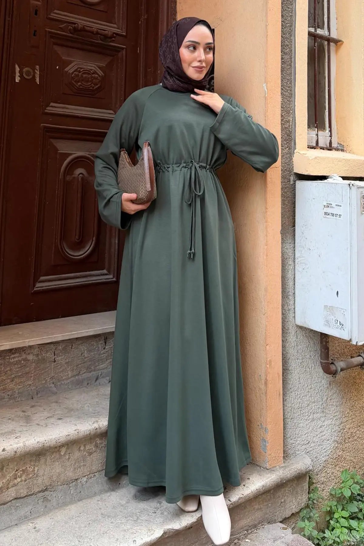 Oysho Hijab Dress | Khaki – NEOMODEST product image 4