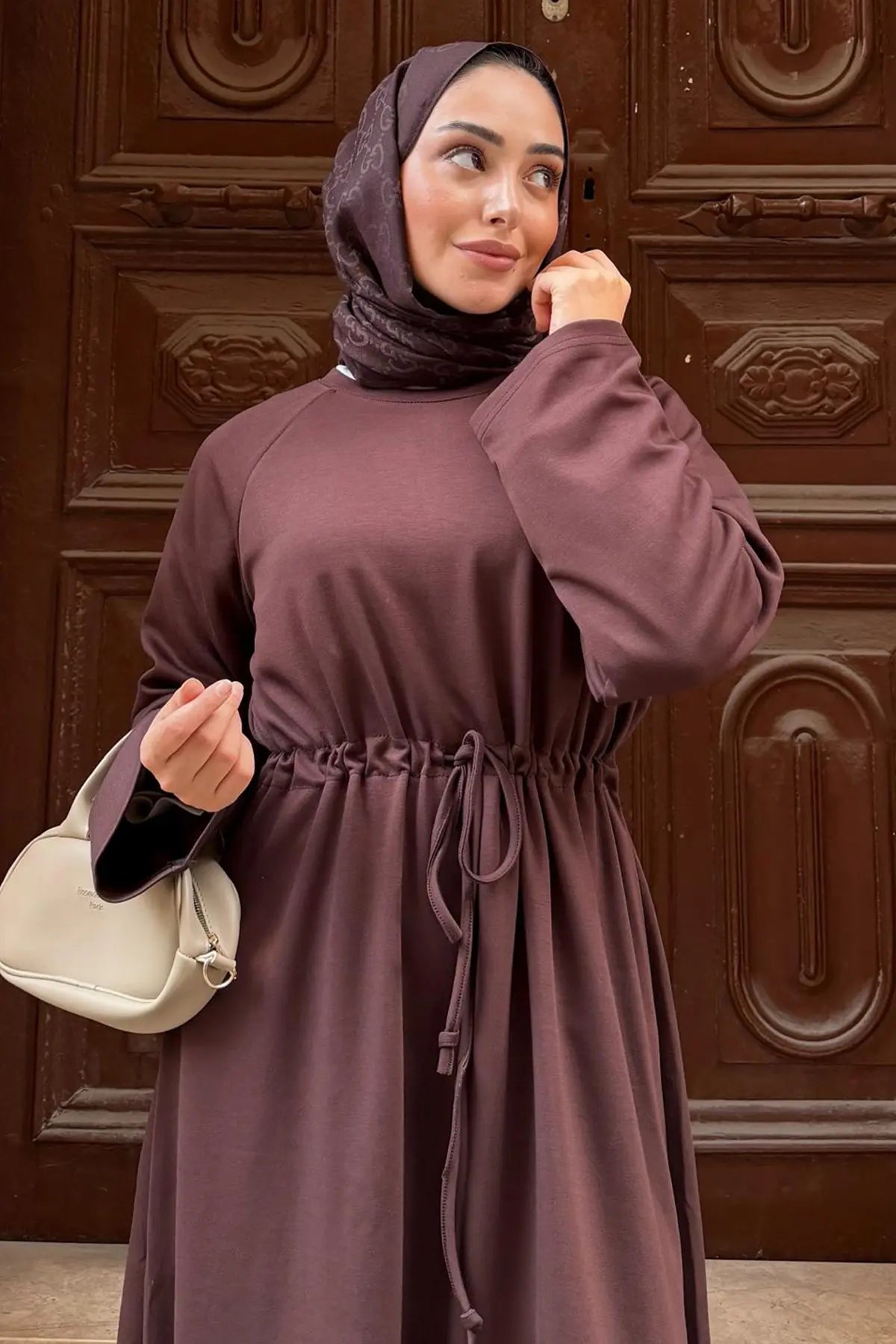 Oysho Hijab Dress | Brown – NEOMODEST product image 2