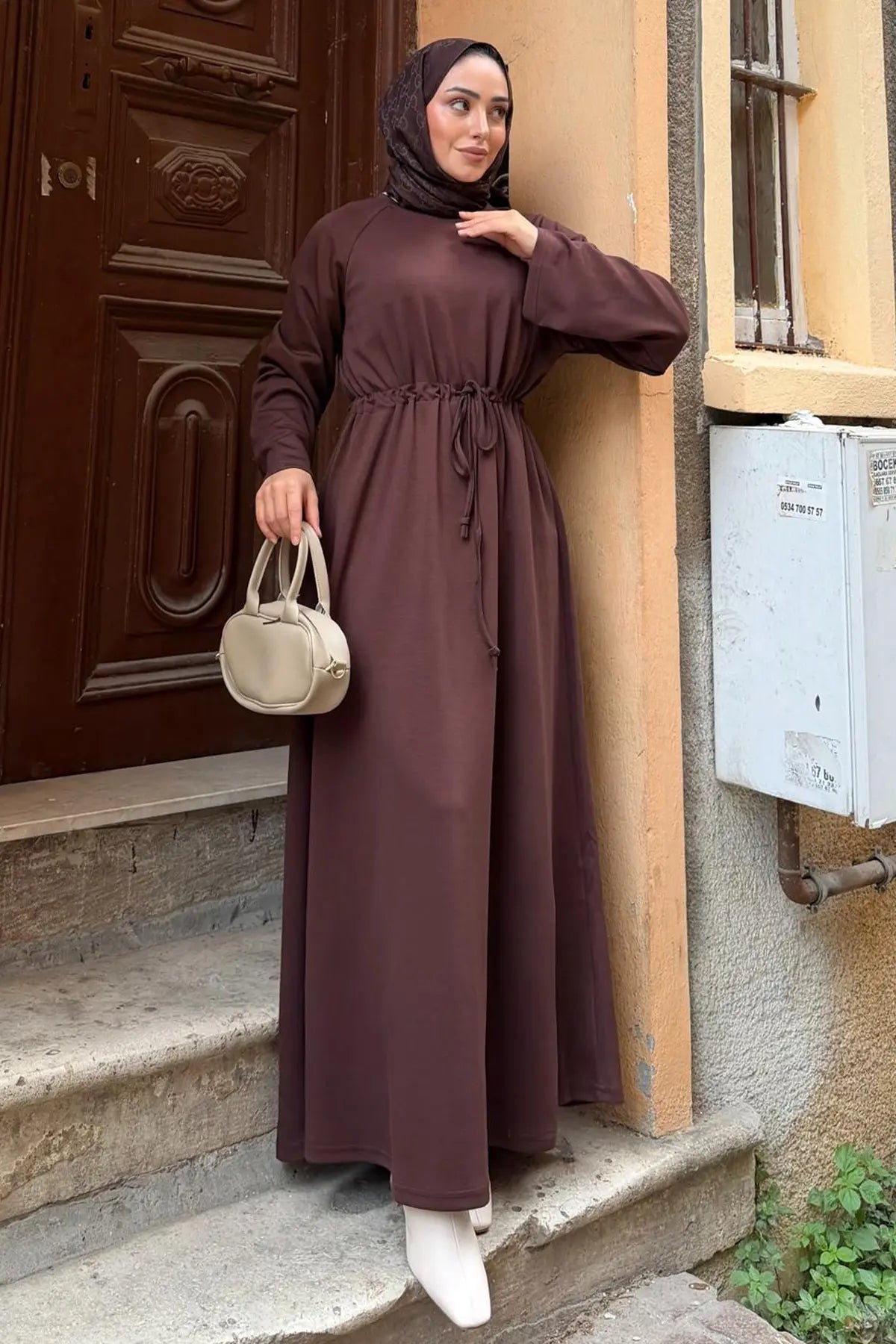 Oysho Hijab Dress | Brown – NEOMODEST product image 3