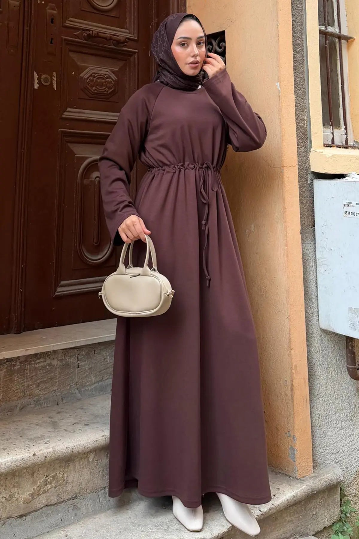 Oysho Hijab Dress | Brown – NEOMODEST product image 4