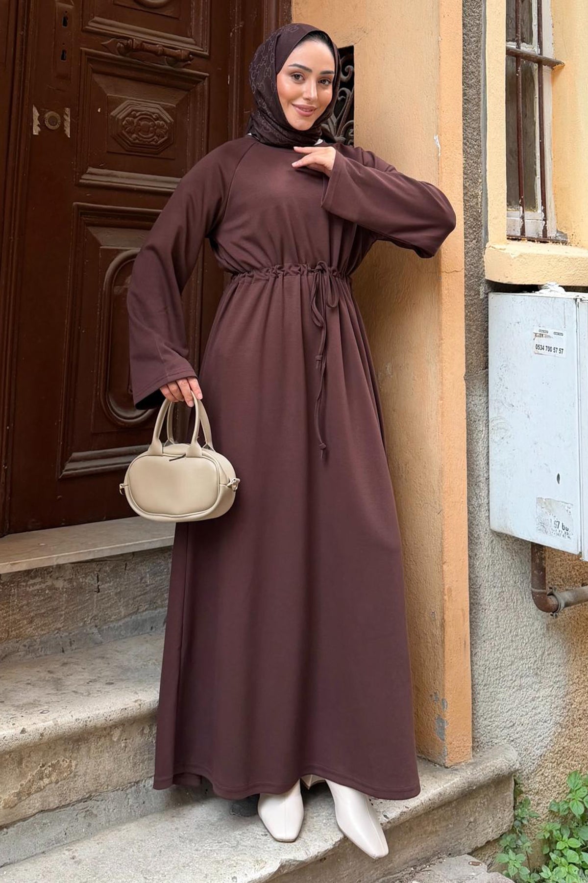 Oysho Hijab Dress | Brown – NEOMODEST product image 1