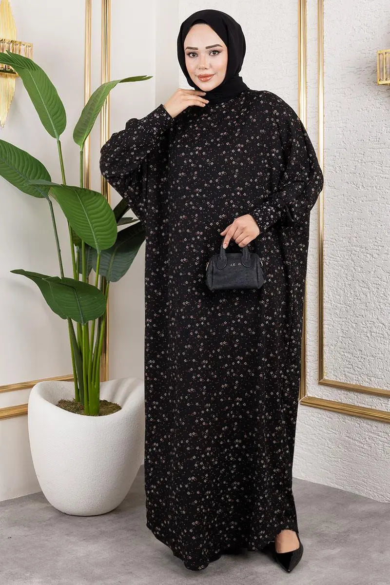 Patterned Crepe Dress | Black – NEOMODEST, image 2