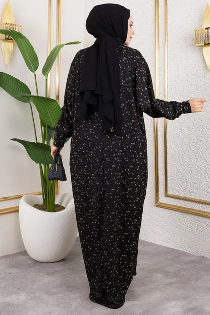 Patterned Crepe Dress | Black – NEOMODEST, image 4