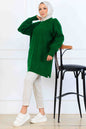 Patterned Knit Tunic | Khaki – NEOMODEST, image 1