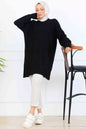 Patterned Knit Tunic | Black – NEOMODEST, image 1