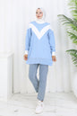 Patterned Knit Tunic in Blue – NEOMODEST, image 1