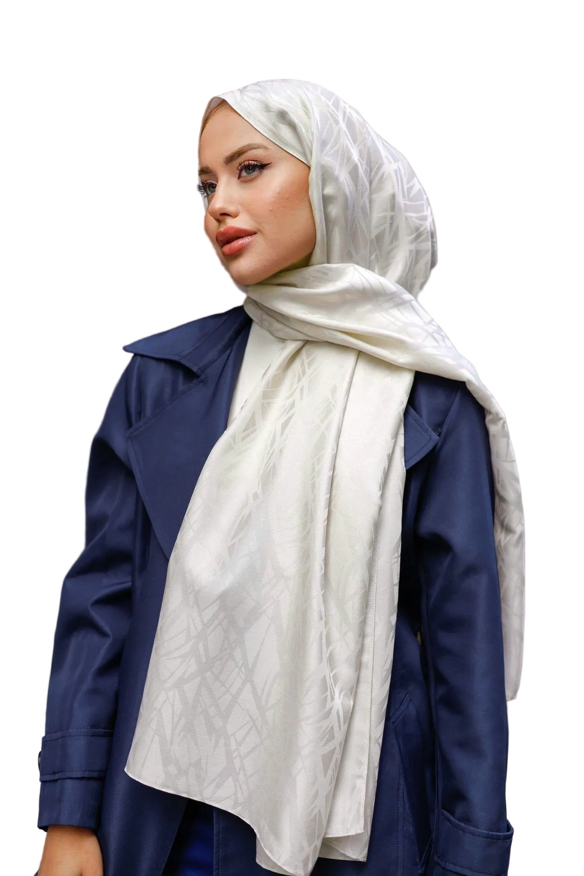 Patterned Silky Jacquard Shawl-Stone