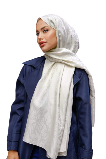 Patterned Silky Jacquard Shawl | Stone