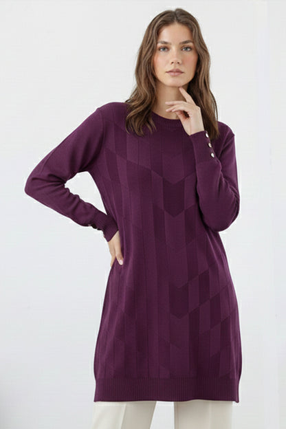 Patterned Tunic | Plum – NEOMODEST product image 1