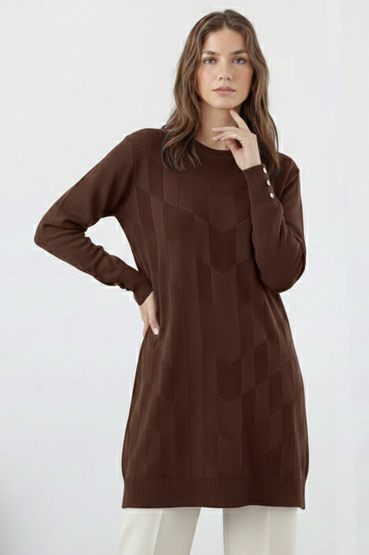 Patterned Tunic | Brown – NEOMODEST product image 1