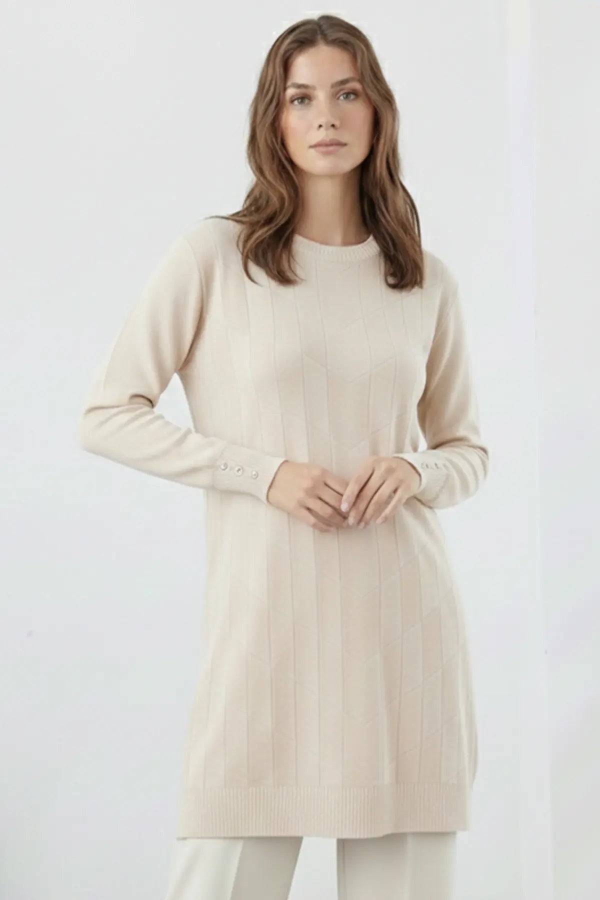 Patterned Tunic | Beige – NEOMODEST product image 3
