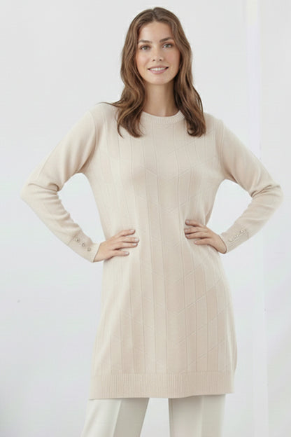 Patterned Tunic | Beige – NEOMODEST product image 1