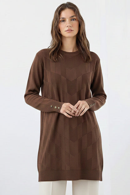 Patterned Tunic | Brown – NEOMODEST product image 1