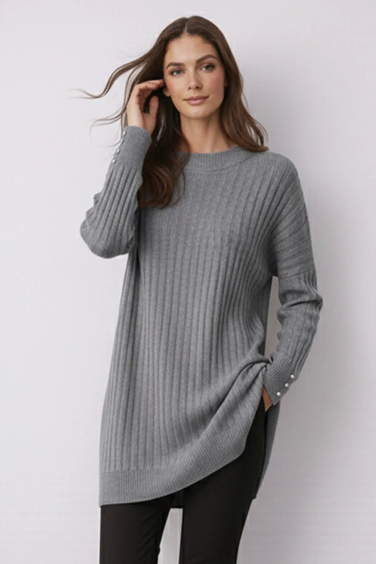 Patterned Tunic | Grey – NEOMODEST product image 2