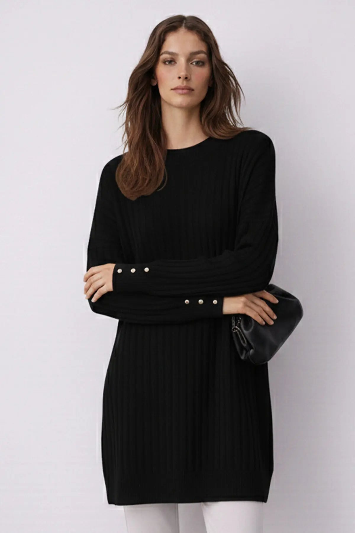 Patterned Tunic | Black – NEOMODEST product image 2