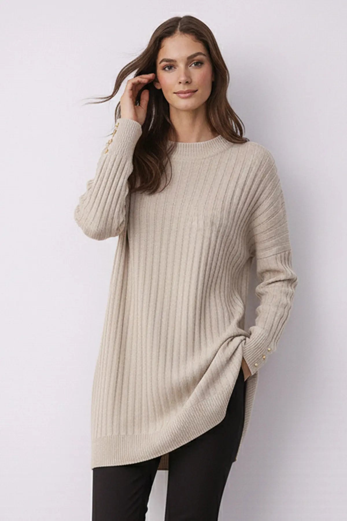 Patterned Tunic | Beige – NEOMODEST product image 3