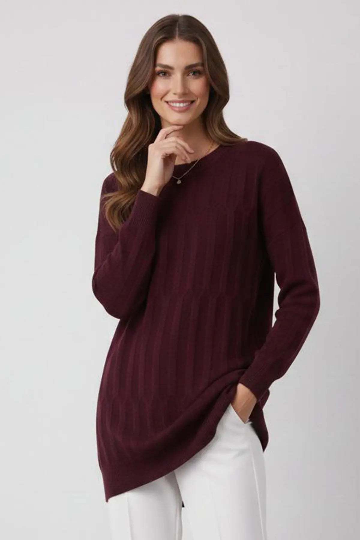 Patterned Tunic | Plum – NEOMODEST product image 2
