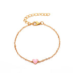 Peach Heart Bracelet Valentine’s Day Gift - 05KC gold pink - Heart Bracelet