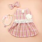 Pet Skirt Cute Dress for Cats - Pink Skirt Necklace Headdress / L