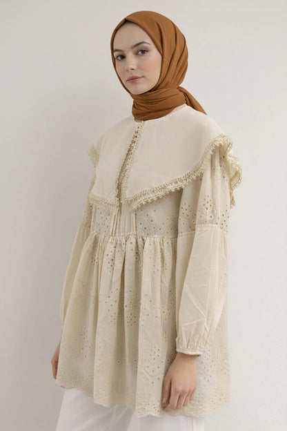 Peter Pan Collar Lace Tunic – NEOMODEST product image 2