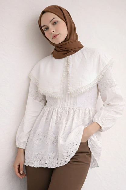 Peter Pan Collar Lace Tunic – NEOMODEST product image 2