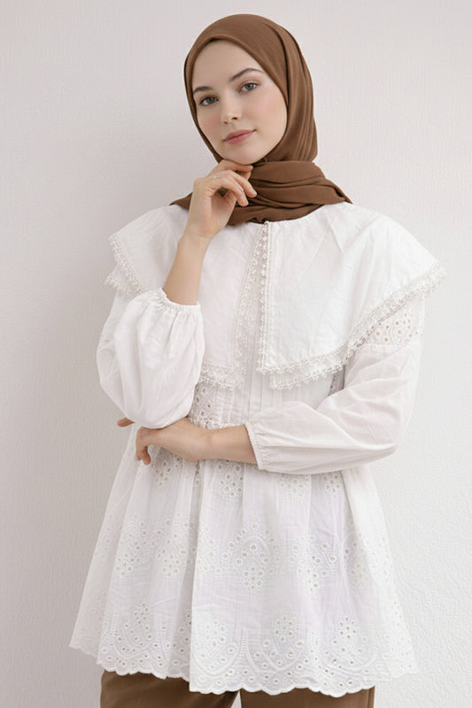 Peter Pan Collar Lace Tunic – NEOMODEST product image 1