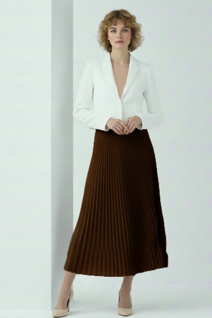Pleated Skirt | Brown – NEOMODEST product image 2