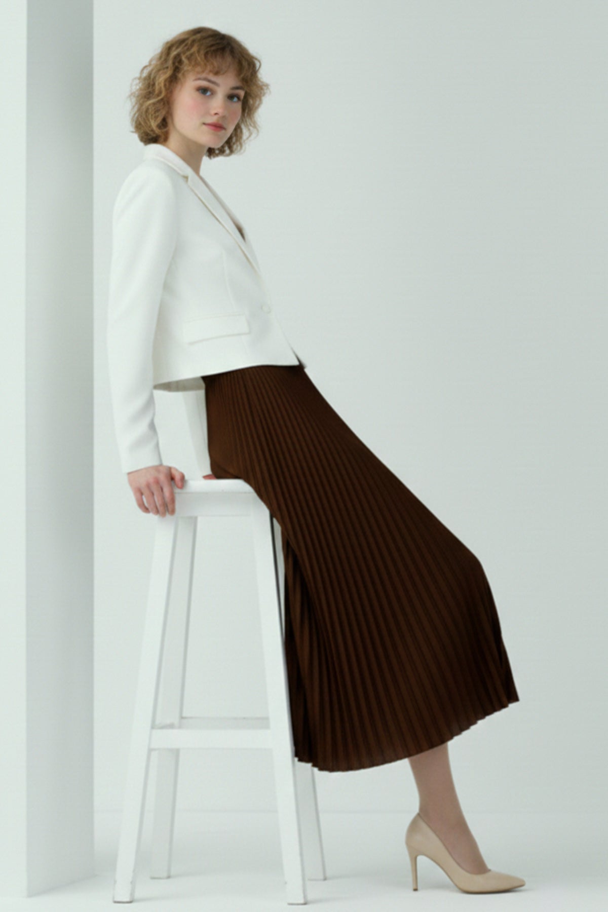 Pleated Skirt | Brown – NEOMODEST product image 1