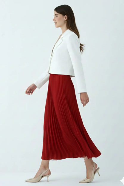 Pleated Skirt | Claret Red – NEOMODEST product image 4