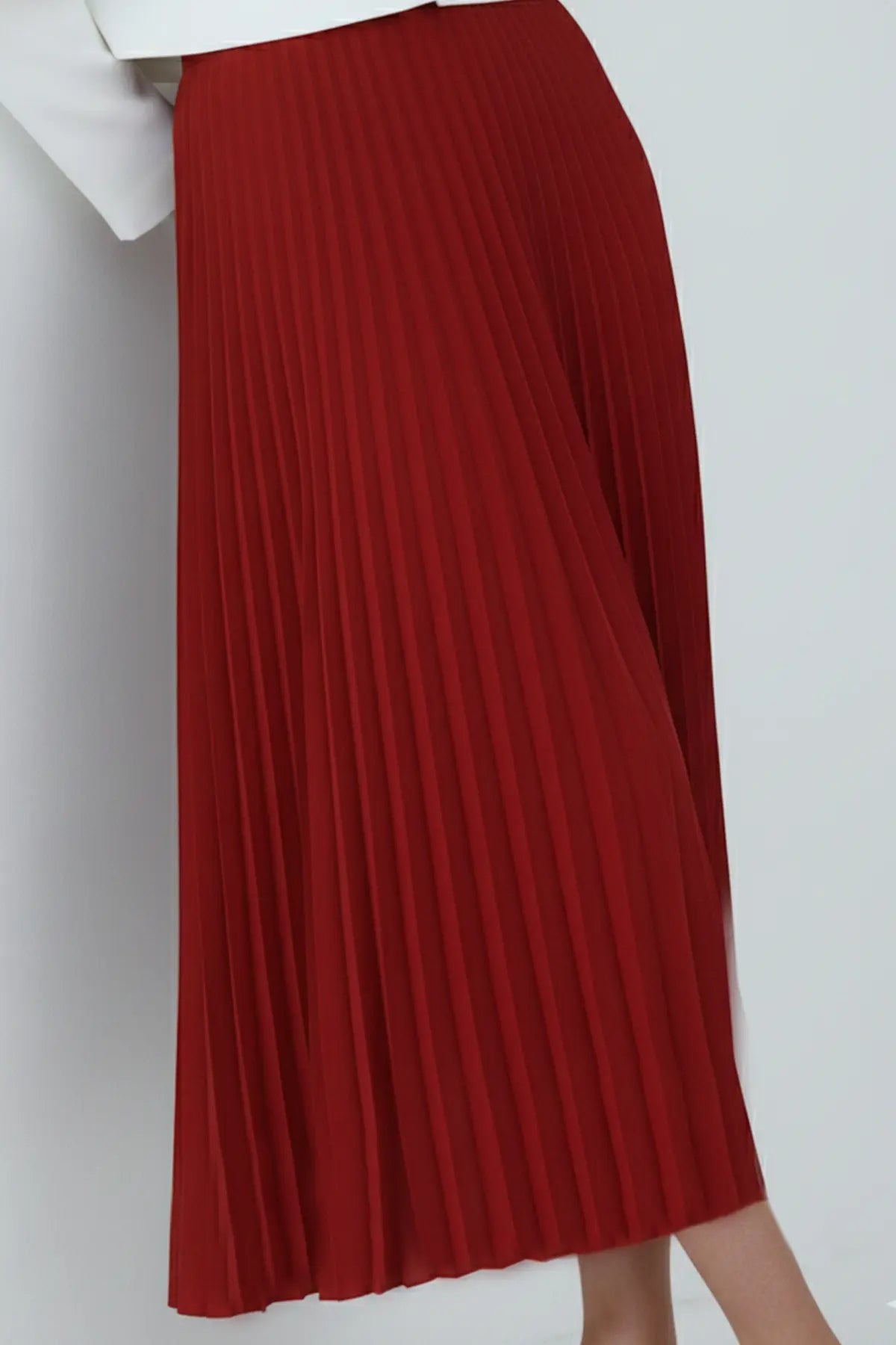 Pleated Skirt | Claret Red – NEOMODEST product image 5