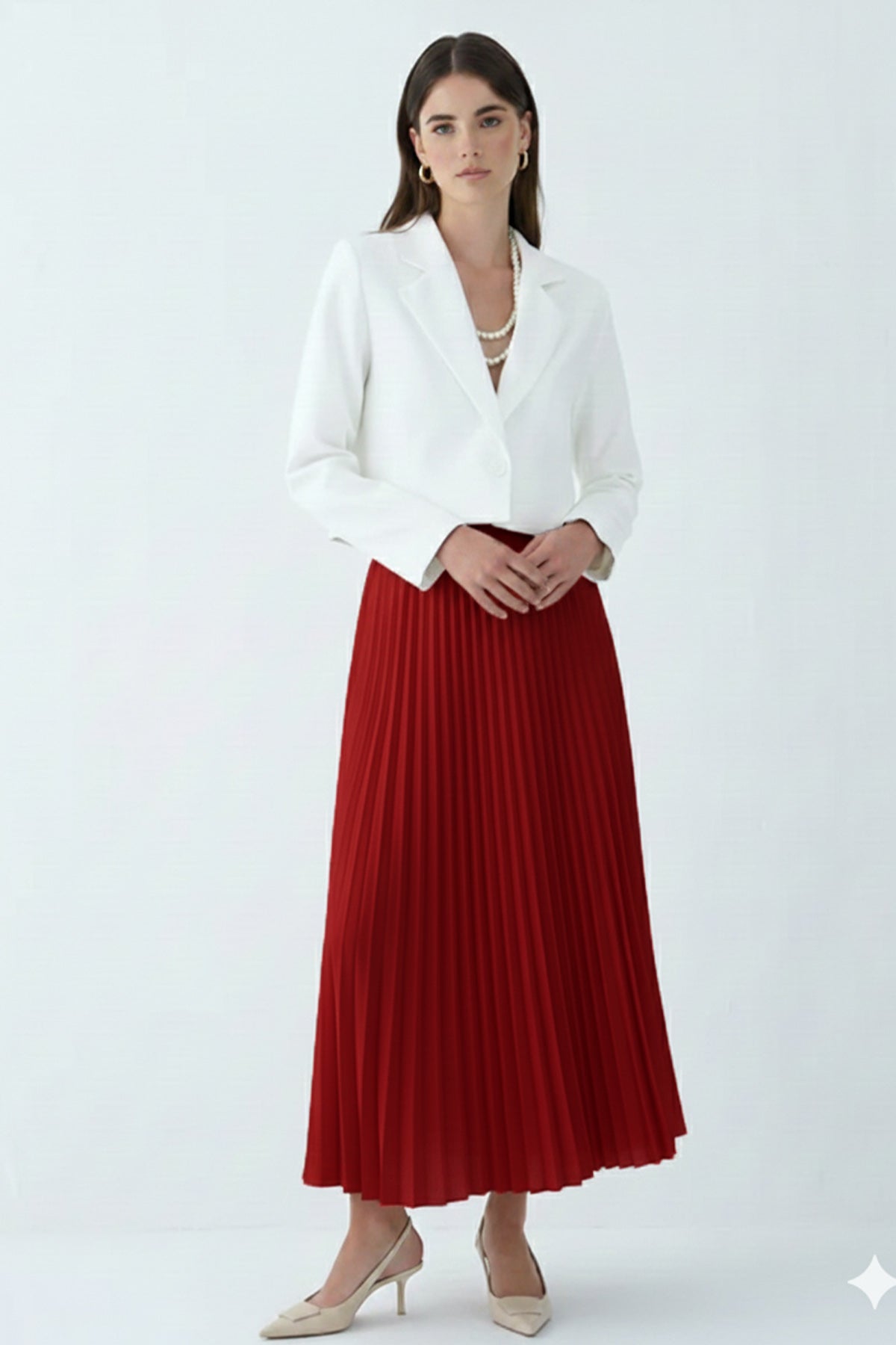 Pleated Skirt | Claret Red – NEOMODEST product image 1