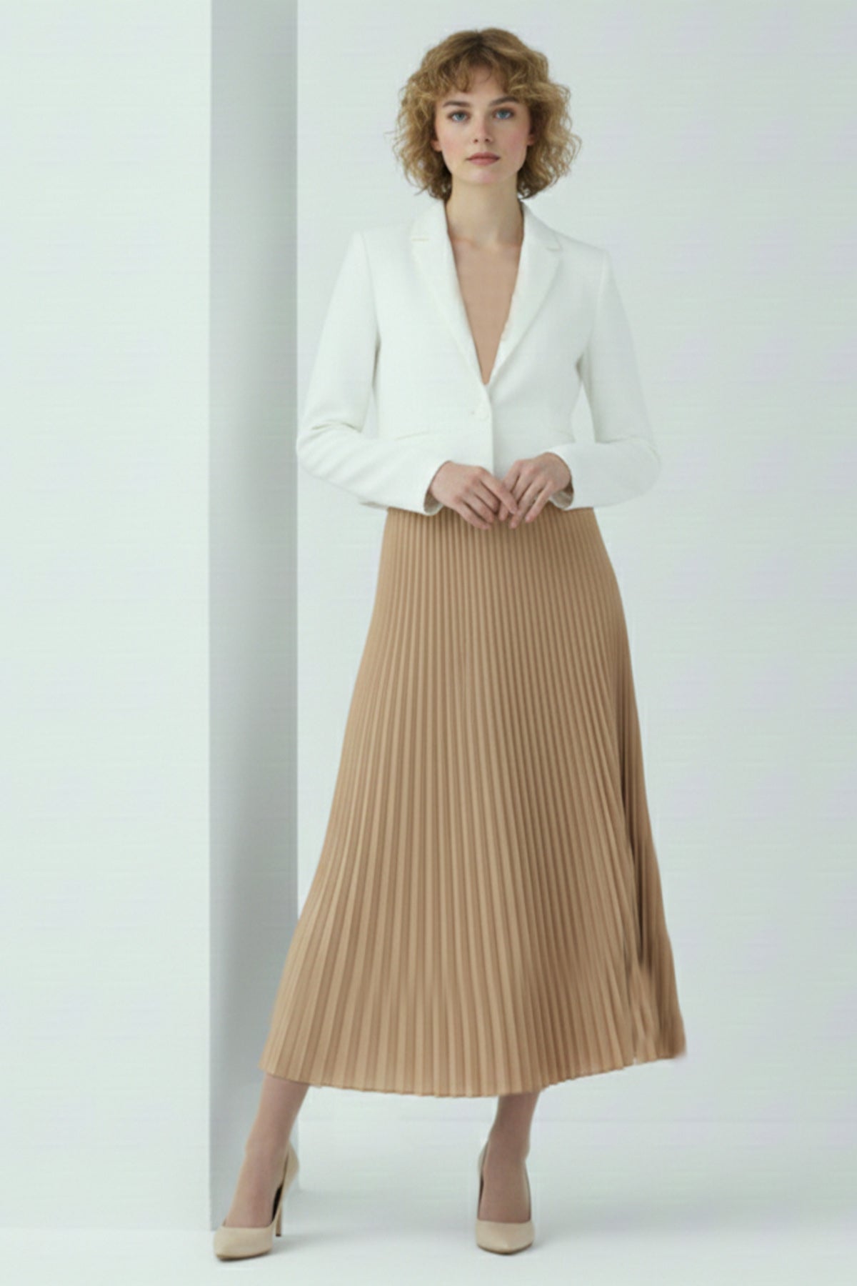 Pleated Skirt | Brown – NEOMODEST product image 1
