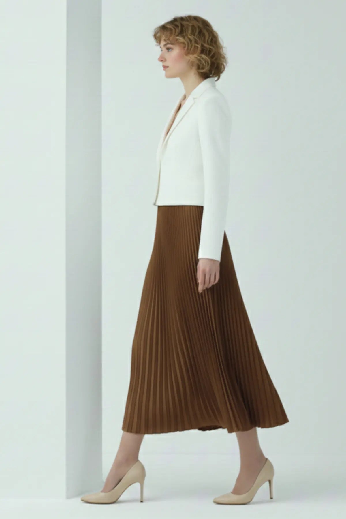 Pleated Skirt | Brown – NEOMODEST product image 2