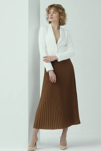 Pleated Skirt | Brown – NEOMODEST product image 3